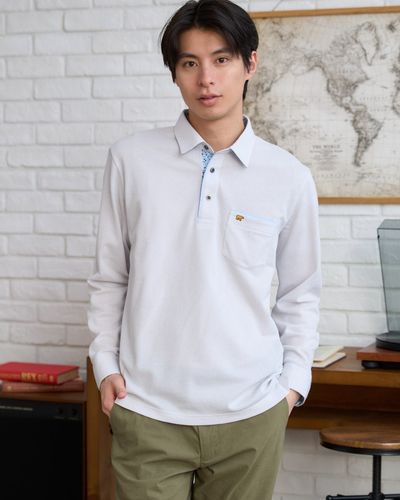 ORLEBAR BROWN ホワイト長袖ポロシャツ Golden BearGB長袖ポロシャツ | ゴールデンベアストア