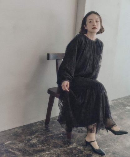 美品　ピュアルセシン　ナイロンレース2WAYワンピース　ブラック　F 美品 ピュアルセシン ナイロンレース2WAYワンピース ブラック F