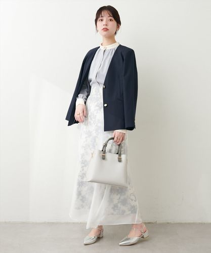 【WEB限定】osono長さ変えれるシアー重ねスカート　ブルー　ネイビー WEB限定/osono長さ変えれるシアー重ねスカート Mサイズ