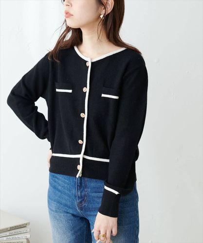 バイカラー金釦カーデ | natural couture(ナチュラルクチュール