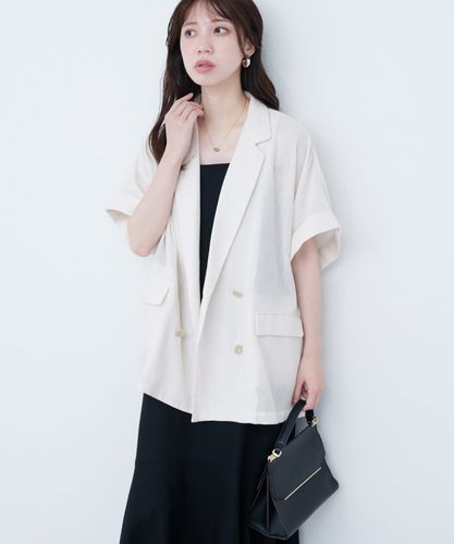 【7/8まで一時限定お値下げ】アイボリー 袖口ロールUP綿麻シアージャケット natural couture｜袖口ロールUP綿麻シアージャケット | Rakuten