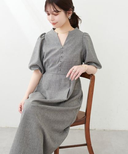 DKNY ME179-M パフスリーブサテンカシュクールワンピース