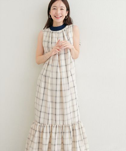 リボン付きノースリチェックワンピース | natural couture(ナチュラル