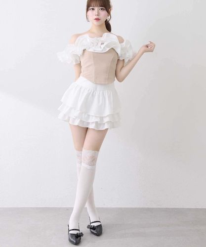 Volume Frill Off Shoulder Tops | Belle Charme(ベルシャルム
