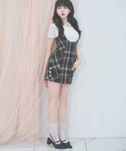 今すぐお届け》Side Button Mini Jumper Skirt | Belle Charme(ベル