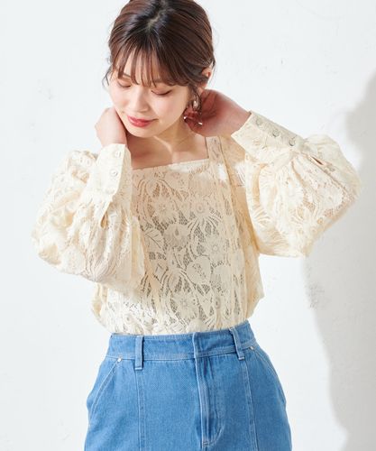 美品 ROPE' スクエアネック2WAYギャザー ボリュームスリーブ ブラウス セール】ギャザースクエアネック ウエストシャーリング