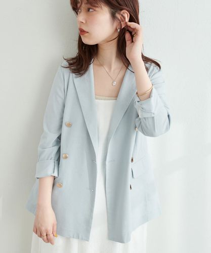 ちょっと大人な綿麻金釦テーラージャケット | natural couture