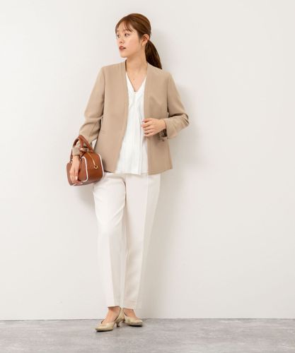 【美品】完売品 epnok セットアップ メランジツイルノーカラージャケット セットアップ対応》ウォッシャブルツイルノーカラージャケット