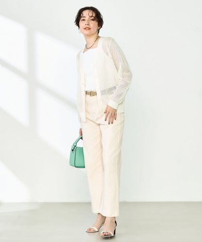ノーリーズのベージュ Vネック 長袖ポリエステルカーデガン 手洗い可能》シフォンVネックカーディガン | NOLLEY'S