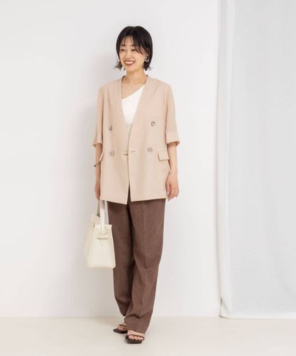 ノーリーズ NOLLEY’S シアー ジャケット 半袖 ブラウン 25SS ウォッシャブルシアーシルクライトジャケット（5-0030-2-05-053