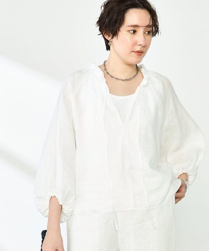 ブラウス シャツ 「セットアップ対応」リネンフリル衿ブラウス レディース 5-0036-2-01-009_1.jpg