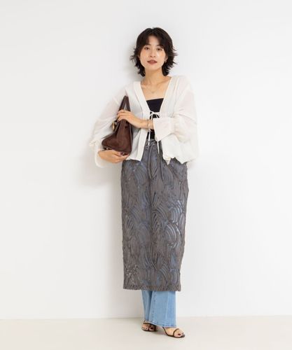 未使用•値札あり　NOLLEY'S ウォッシャブルチュール刺繍タイトスカート NOLLEY'S（ノーリーズ）の「《セットアップ対応》ウォッシャブル