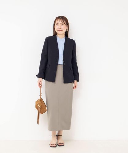 セットアップ対応》ウォッシャブルダブルクロスノーカラージャケット