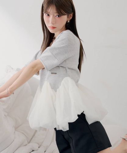 SALON by Chico】デザインスリーブチューリップバルーントップス