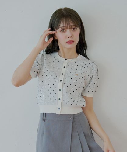 カーディガン ドット柄コンパクトカーディガン　572868 レディース mysty woman カーディガン ドット柄コンパクトカーディガン