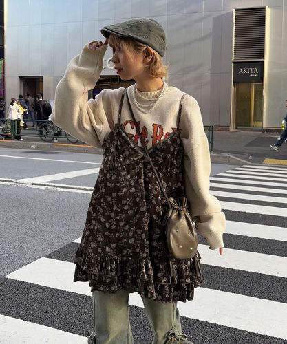 チャオパニック ベロアフラワーキャミチュニックワンピース ベロアフラワーキャミチュニックワンピース（チュニック