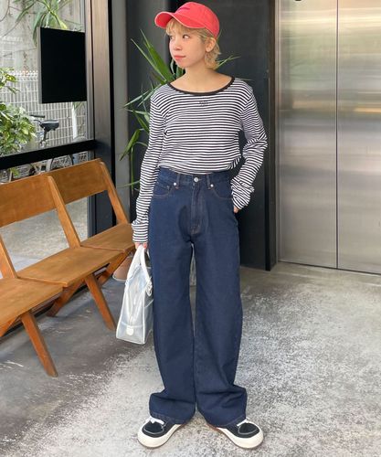 någonsstans ハイウエストブルーデニム Z1975 HIGH-WAIST MINI FLARE デニムパンツ - ミディアムブルー