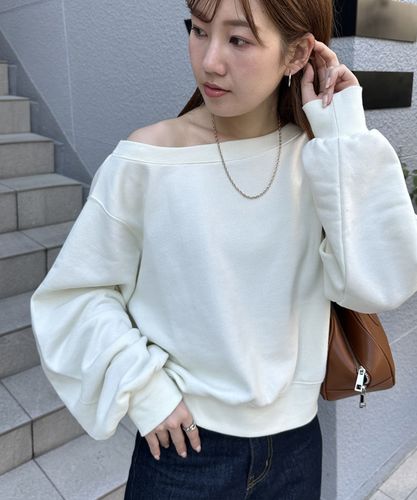 tシャツ 「華奢見え」オフショルスウェット「新色追加/WEB限定」 レディース DCZ1042206A0003_9fe7f56842d4c5