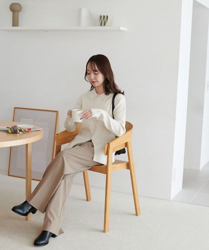 AW先行予約】モチモチリブ衿付前ボタンプルオーバー《WEB限定