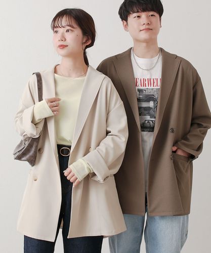 【美品　限定カラー】ディスコート　ダブルブレストオーバージャケット　ブラウン Discoat｜【WEB限定/ユニセックス】Wブレストオーバージャケット