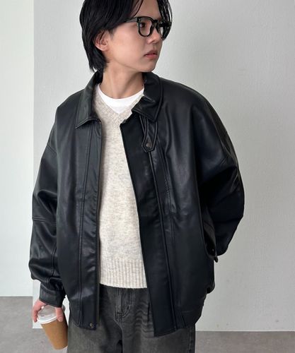 WEB限定/リバイバル】ヴィンテージスタイルエコレザージャケット《ユニ