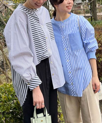 ランダムストライプブラウス AW先行予約/ユニセックス】ランダムストライプフリンジオーバー