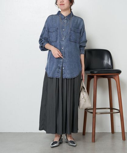 クロジエール　パウダー加工デニムシャツ　テンセルデニムシャツ パウダー加工デニムシャツ | Croisiere(クロジエール)レディース