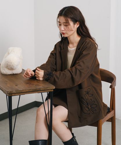 Kastane 【セットアップ対応】刺繍グランパジャケット Kastane（カスタネ）の「*【セットアップ対応】刺繍グランパ