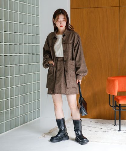 セットアップ対応】ジャガードシャツジャケット | Kastane