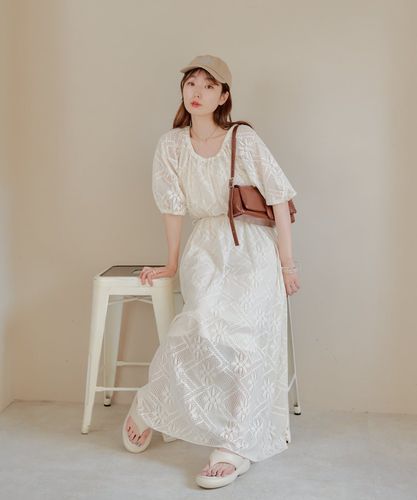 【タグ付き】kastane カップ付ワンピ Unevenbicolordress WEB限定/2サイズ展開】カットレースギャザーワンピース