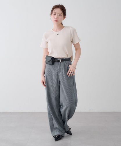 無地&ストライプ/2サイズ展開/低身長サイズ】ヒッコリーカーブパンツ