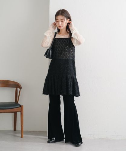 Kastane ベロアチュールパンツ　ブラック　サイズ0 スタッフ所持率80％越え】チュールベロアパンツ | Kastane