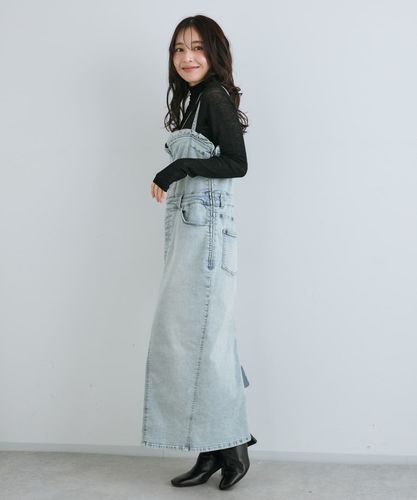 【新品】ラブティックボンボン デニムシャツミニワンピース デニム ワンピース 縦長ラインでスタイルアップ】デニムシャツミニワンピース | La