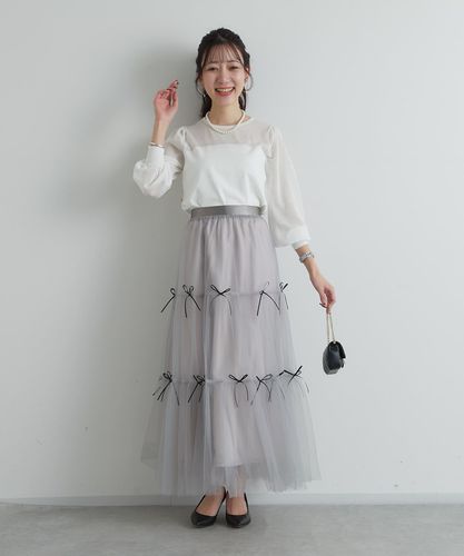 5/17まで出品☆完売品！ラブティックボンボン　シアービスチェニット セール】【美人見えシアー】シアーフレンチニット（ニット