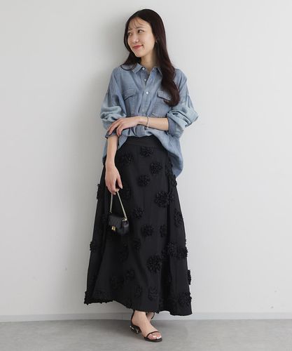 ラブティックボンボンシアーデニムシャツ♡ネイビー♡美品⭐︎ 着るだけでオシャレ度UP！シアーオーバーデニムシャツ♡ - La