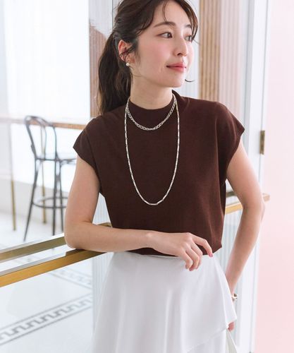 ラブティックボンボンクールタッチUVハイネックフレンチニット　チャコールグレー 名品・UVカット・接触冷感】クールタッチUVハイネックフレンチ