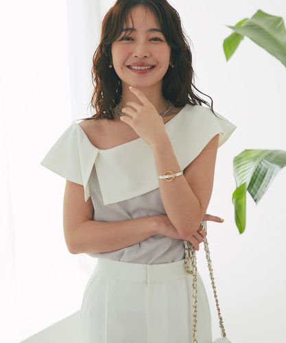 Thevon アシメビッグカラーブラウス Thevon ブラウス シャツ アシメビッグカラーブラウス レディース