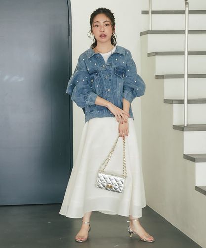 今すぐお届け！・miki監修】パール付デニムジャケット | La boutique