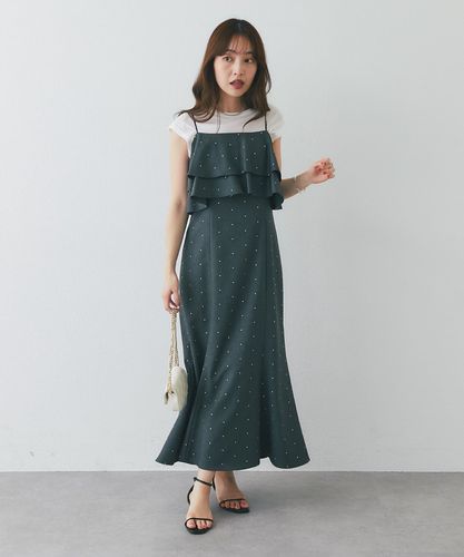 3サイズ展開・お上品ワンピ】ドットラッフルキャミワンピース | La