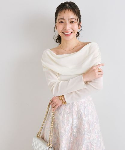 tシャツ 「女子力UP・再入荷」フロッキーチュールオフショルカットソー レディース La boutique Bonbon tシャツ 「女子力UP・再入荷」フロッキー