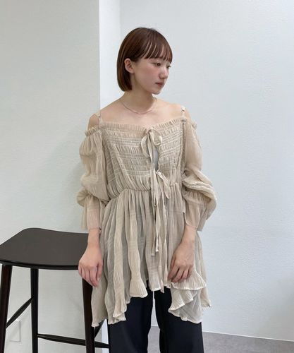 ブラウス シャツ 「mline」シアー楊柳ティアードブラウス レディース M-LINE ブラウス シャツ 「mline」シアー楊柳ティアードブラウス