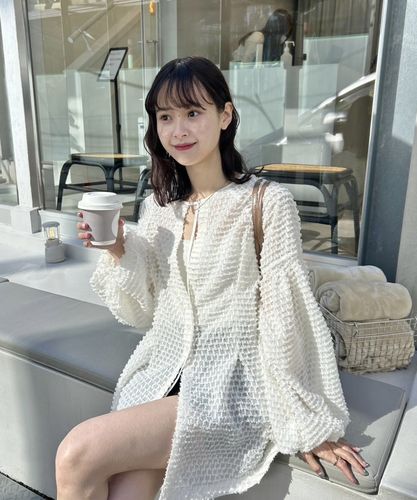 フリンジシェイプチュニック　mystic ブラック mystic ブラウス シャツ フリンジシェイプチュニック レディース