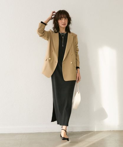 【極美品】RIVE DROITE 全骨格細見え2WAYロングリブワンピース 白 RIVE DROITE｜【全骨格細見え】2WAYロングリブワンピース