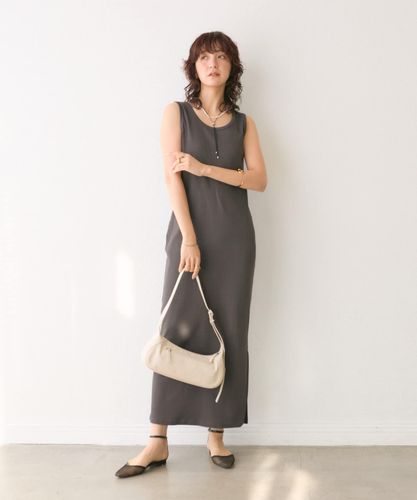 2色 デニム ワンピース タンクドレス スリット入 ロングシーズン デニムストレートロングワンピース2 / GRACE CONTINENTAL