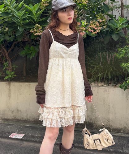 モールレースミニキャミワンピース | w closet(ダブルクローゼット