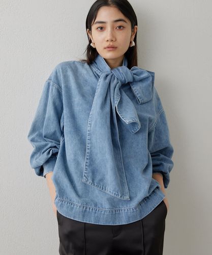 ブラウス シャツ ボウタイデニムシャツ/春服/オフィス レディース crie conforto ブラウス シャツ ボウタイデニムシャツ