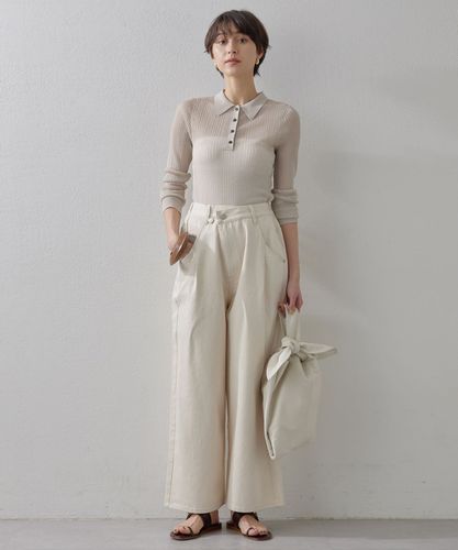 THE PAUSE Whim Gazette 　ワイドパンツ　麻混　38M ドロストデニムパンツ | Whim Gazette(ウィム ガゼット