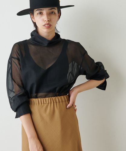 【ウィムガゼット】オーガンジーハイネックシアーブラウス　バックボタン22AW WGZ1022104A0004_1.jpg