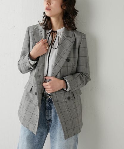 Whim Gazette 2023AW ダブルチェックジャケット F グレー Whim Gazette 2023AW ダブルチェックジャケット F グレー｜Yahoo