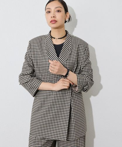 ブラックアンドホワイト ジップアップ ジャケット カーキ ギンガムチェック L ギンガムチェックジャケット | Whim Gazette(ウィム ガゼット